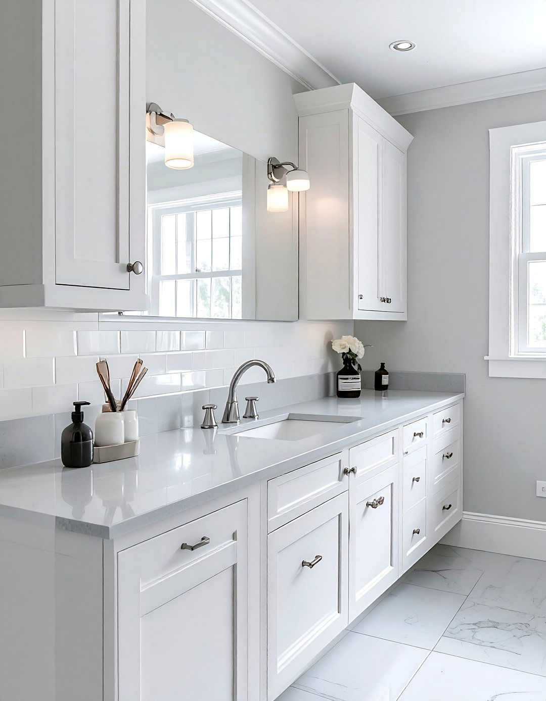 White Shaker Cabinet Polished Nickel - 30 polished nickel bathroom ideas