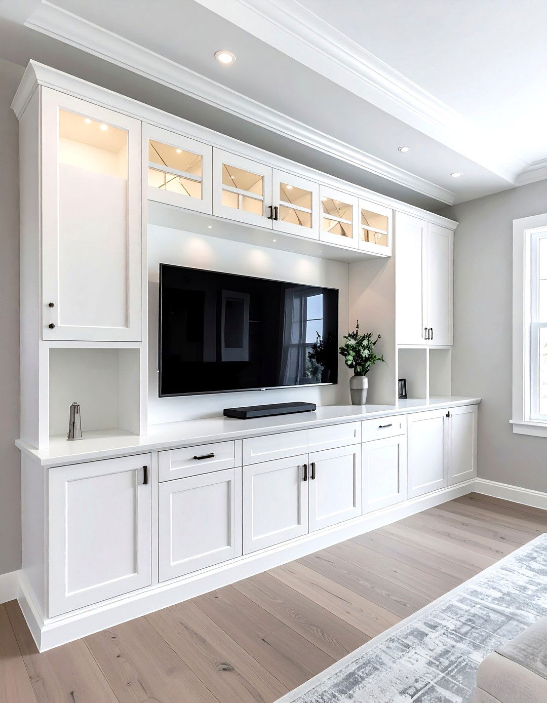 White Shaker Style Built In Wall Unit - 30 living room built-in entertainment center