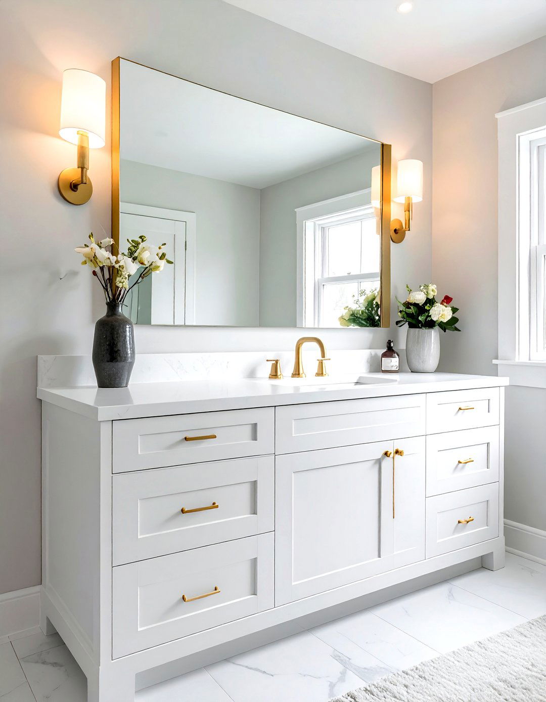 White Shaker Vanity - 30 transitional bathroom ideas