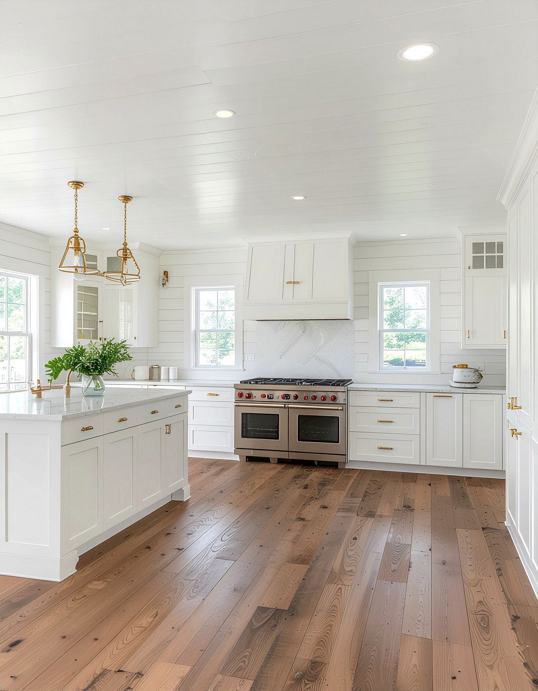 White Shiplap Ceiling - 30 kitchen vaulted ceiling ideas