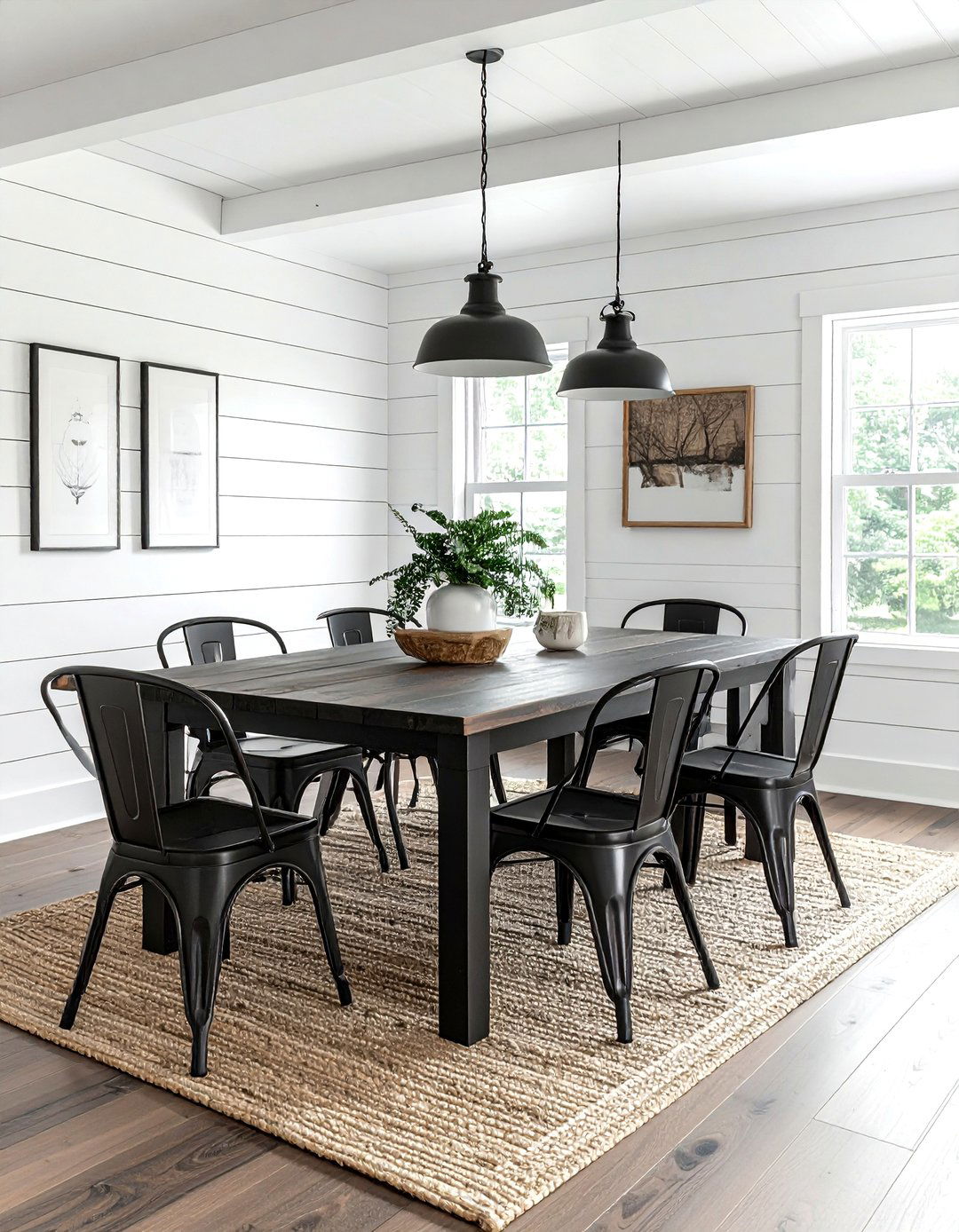 White Shiplap Dining Room Charcoal Furniture - 30 charcoal and white dining room ideas