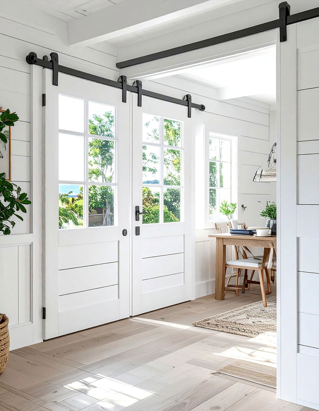White Shiplap Doors - 30 dining room door ideas