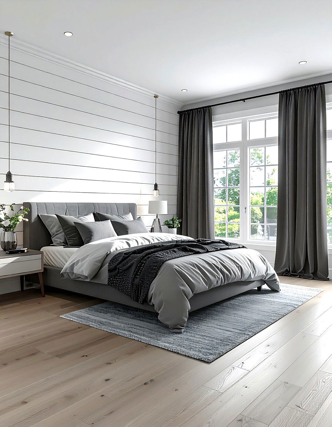 White Shiplap Grey Bedroom - 30 grey and white bedroom ideas