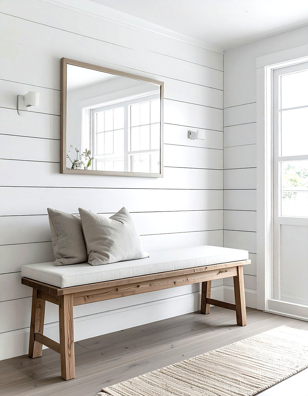 White Shiplap Wall - 30 taupe and white living room ideas