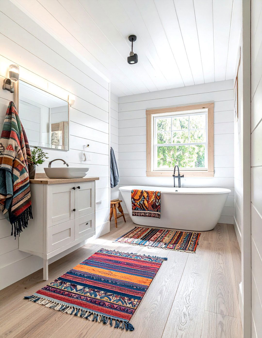 White Shiplap Walls - 30 cabin bathroom ideas