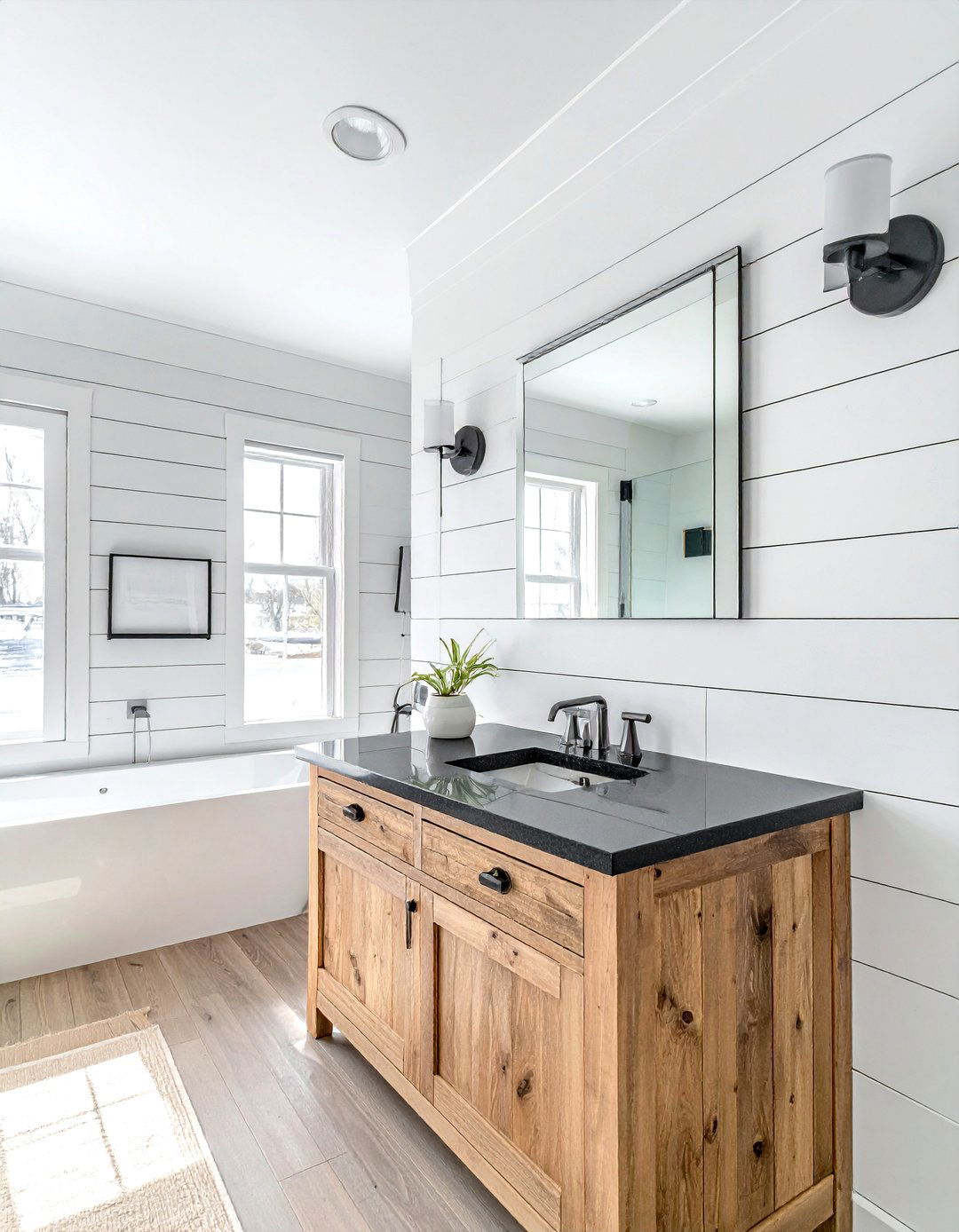 White Shiplap - 30 bathroom wall ideas