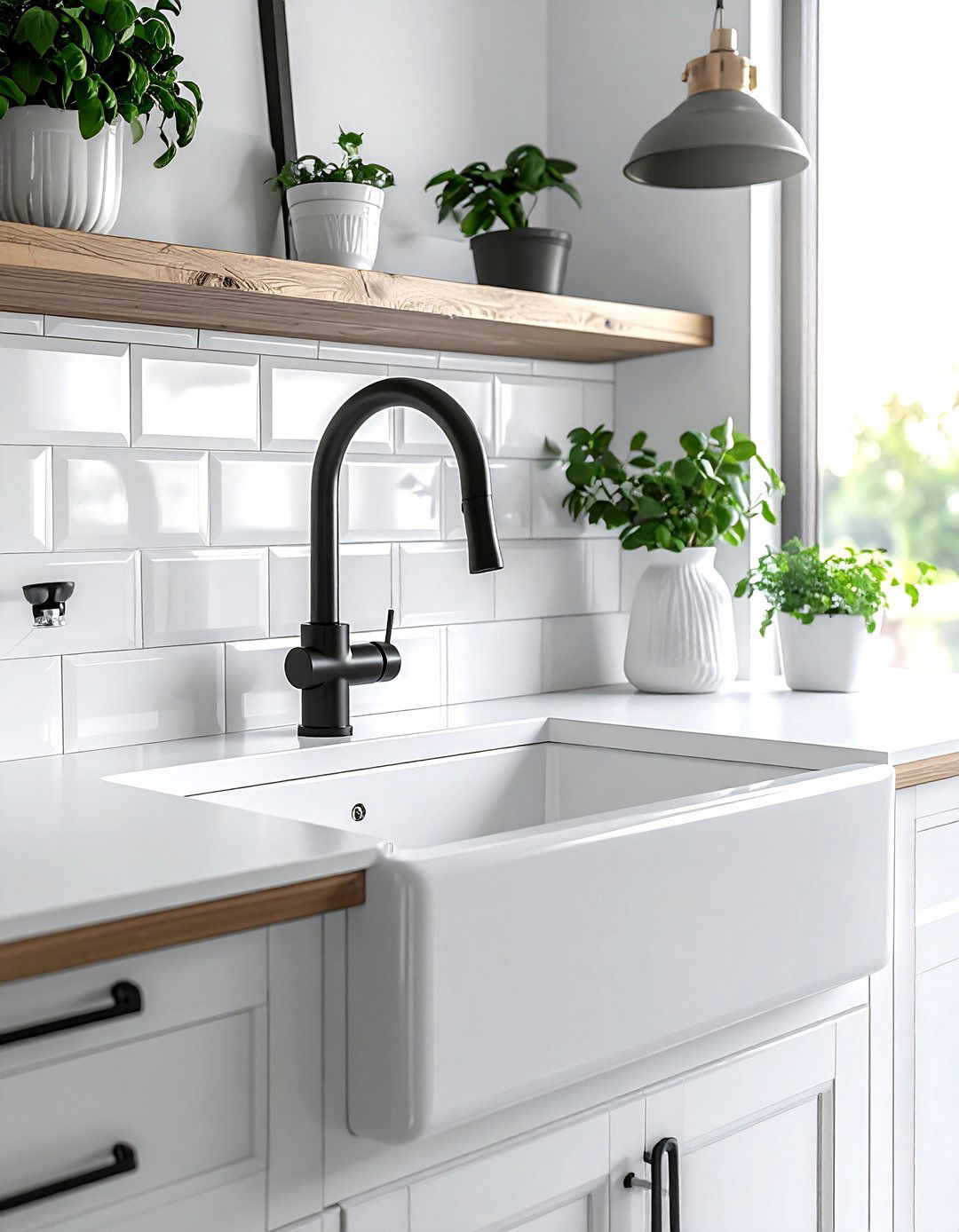 White Sink Black Faucet - 30 white sink kitchen ideas
