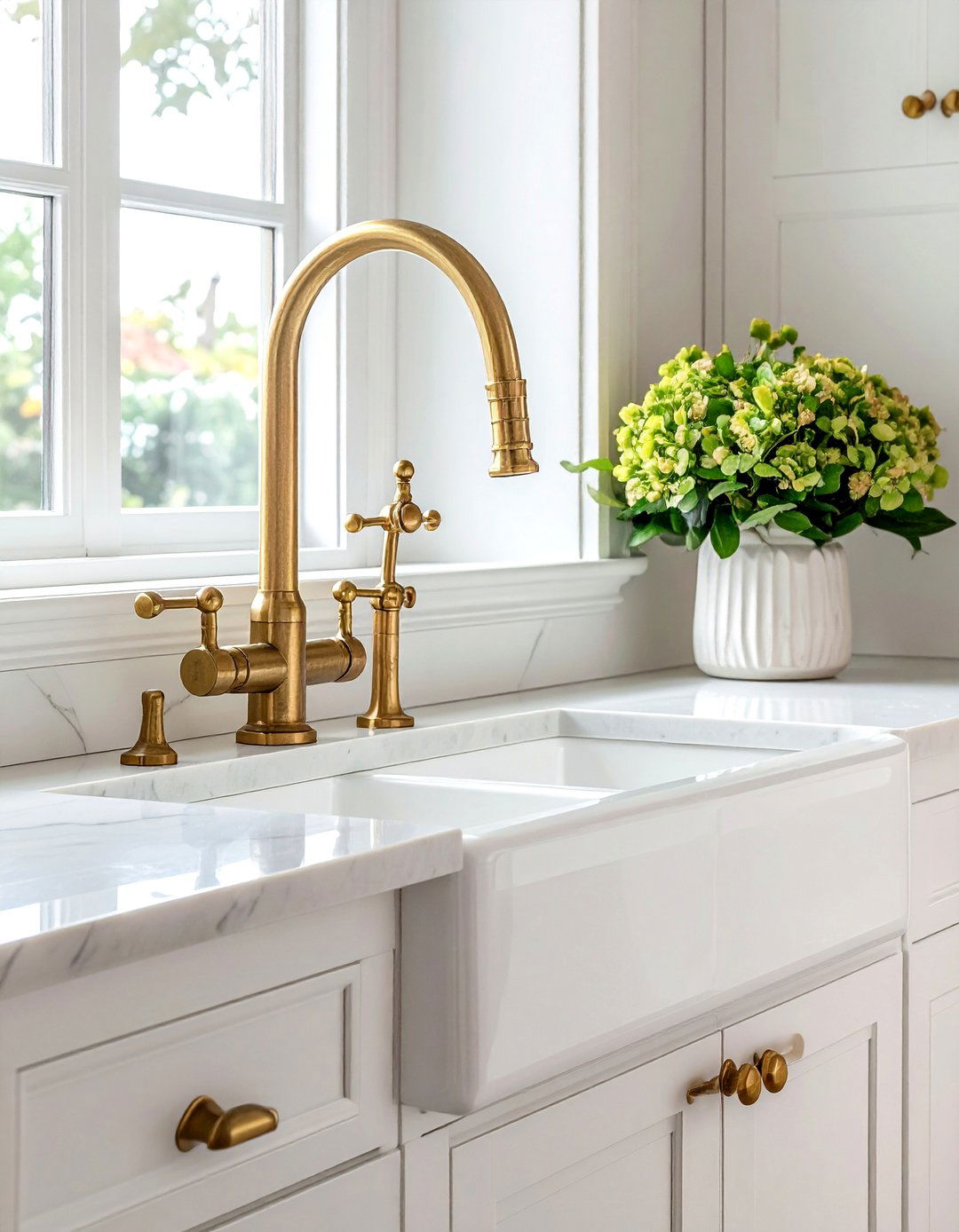 White Sink Brass Hardware - 30 white sink kitchen ideas