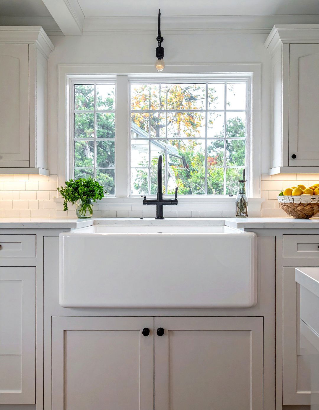 White Sink Bridge Faucet - 30 white sink kitchen ideas