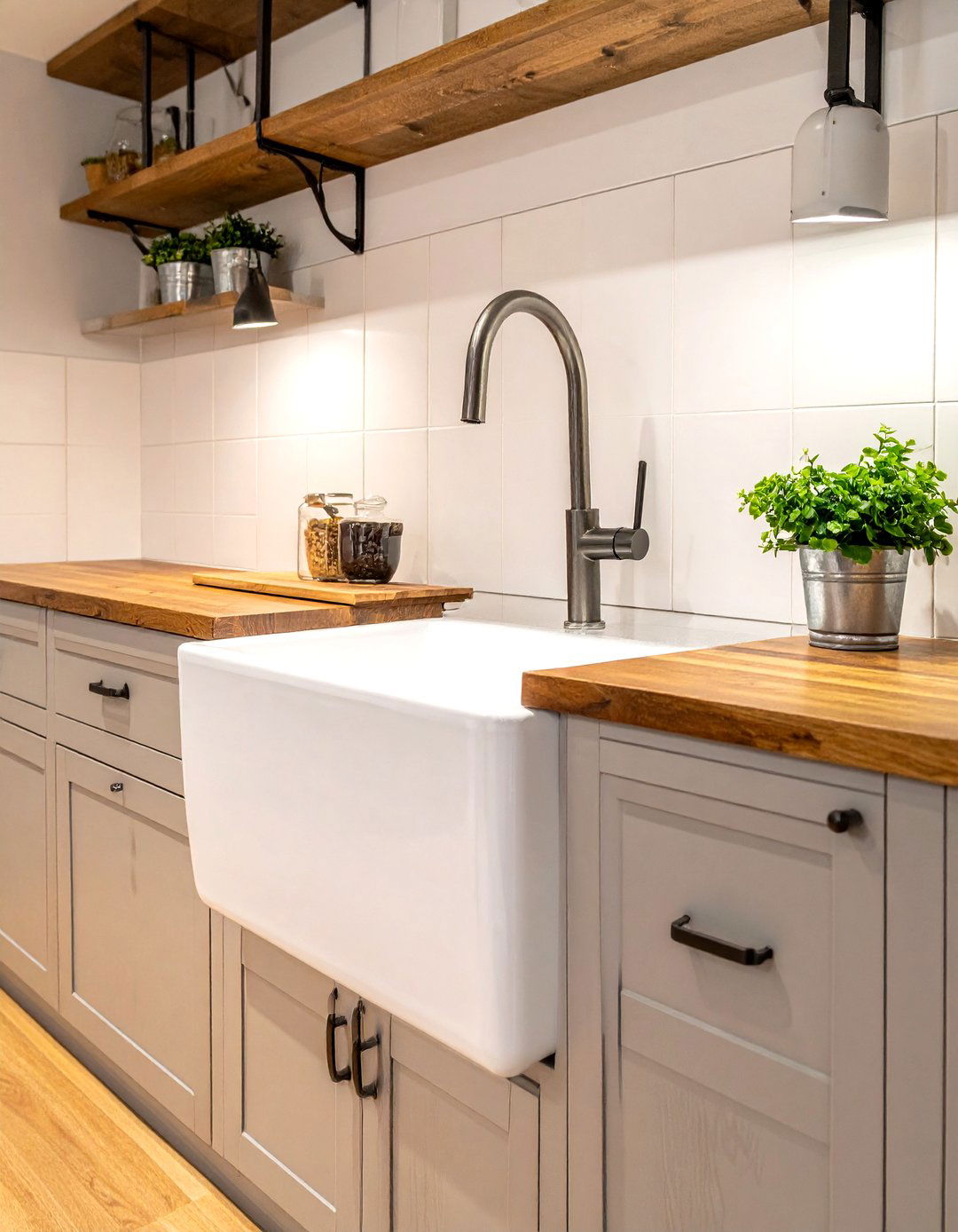 White Sink Butcher Block - 30 white sink kitchen ideas