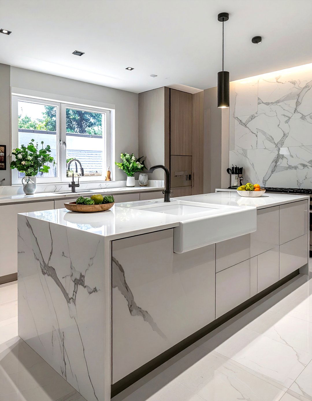 White Sink Large Island - 30 white sink kitchen ideas