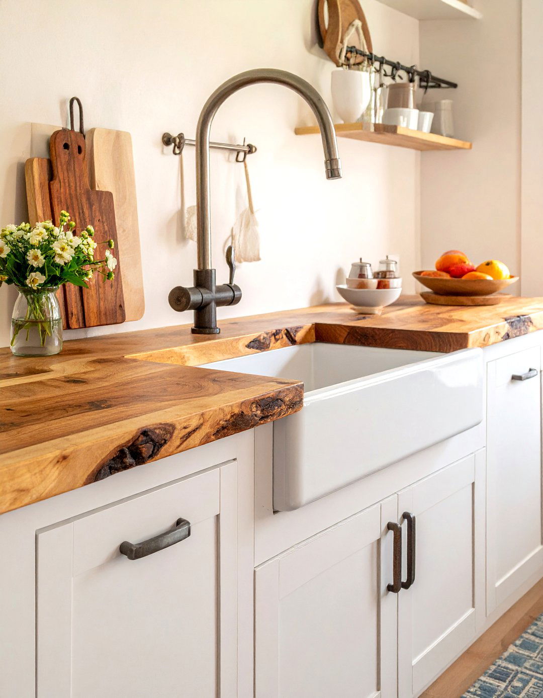 White Sink Wood Countertop - 30 white sink kitchen ideas