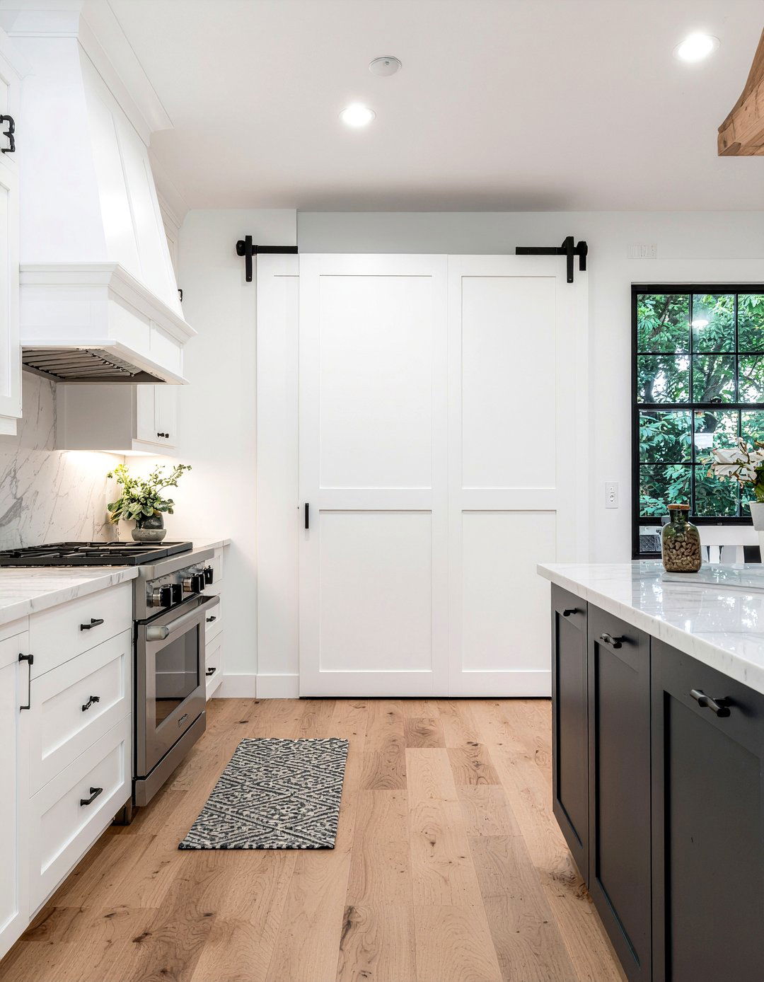 White Sliding Pantry Door - 30 kitchen barn door ideas