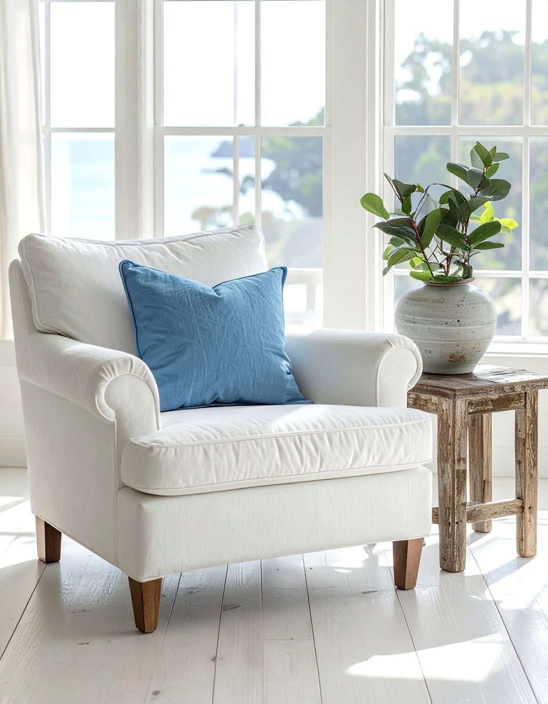White Slipcovered Armchair - 30 living room white furniture ideas