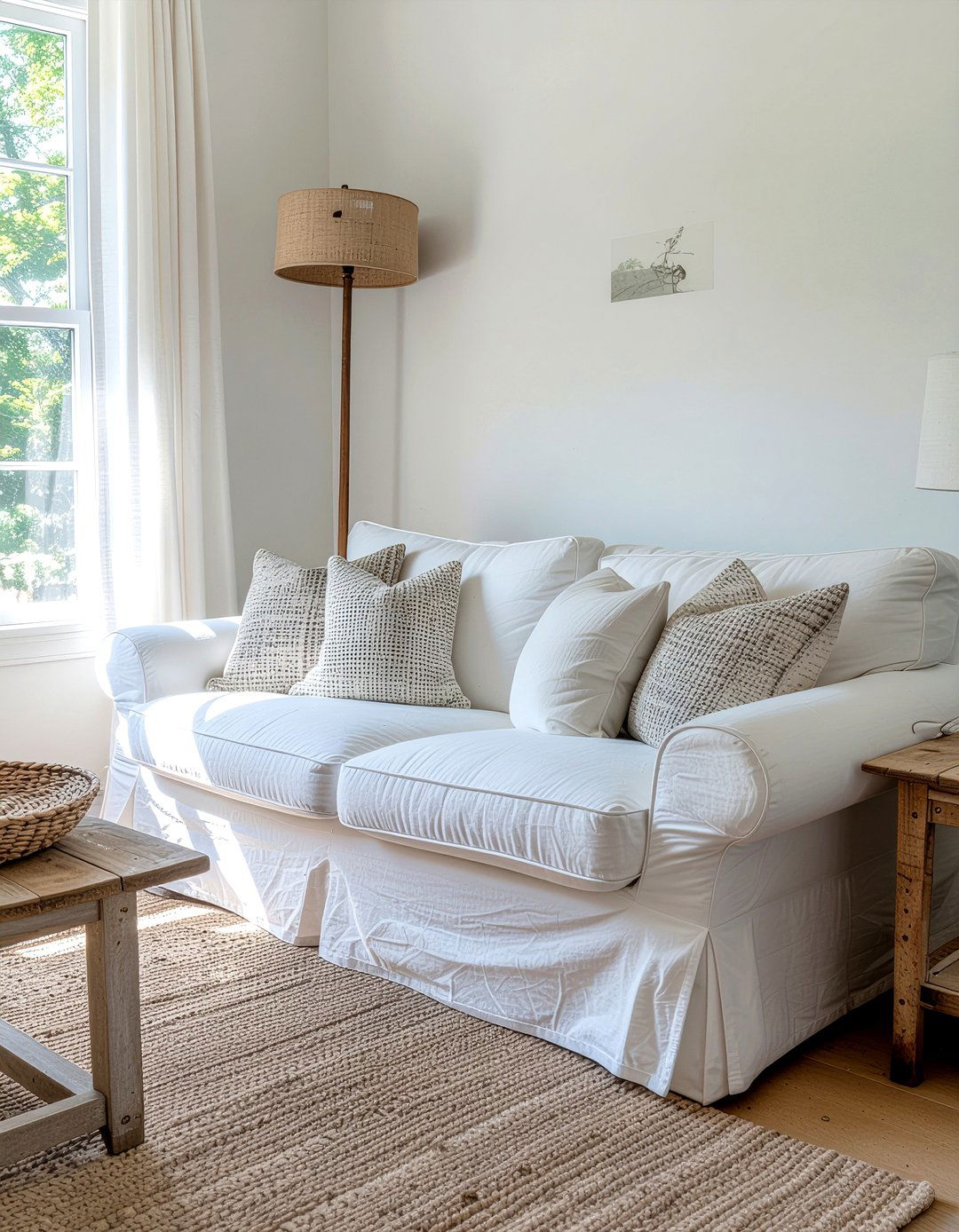 White Slipcovered Sofa - 30 farmhouse home decor ideas