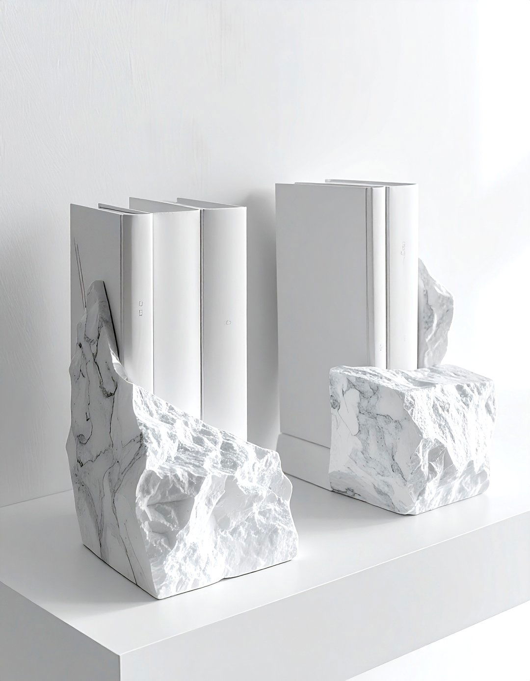 White Stone Bookends - 30 white living room accessories ideas