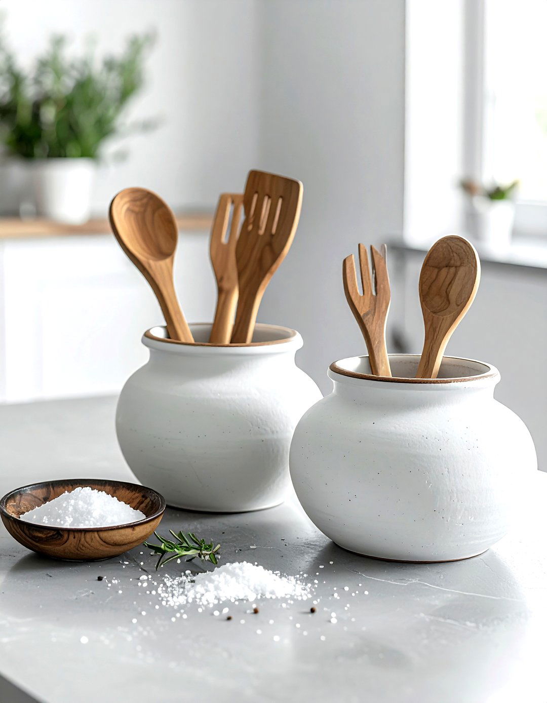 White Stoneware Crocks - 30 kitchen jar ideas