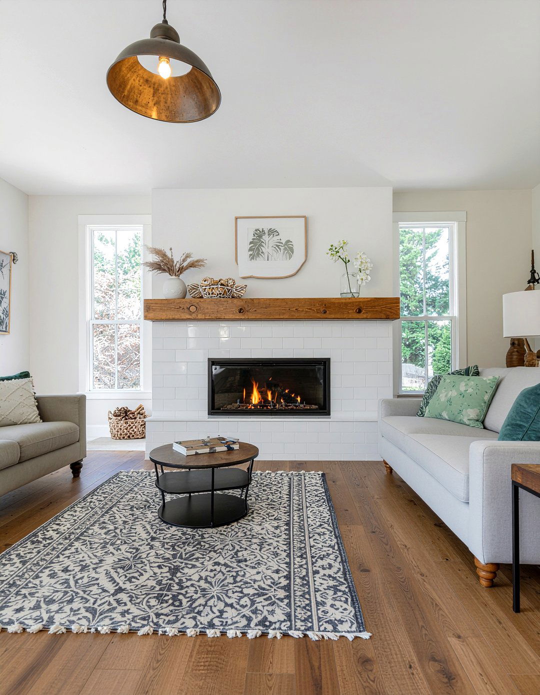 White Subway Tile - 30 living room fireplace tile ideas