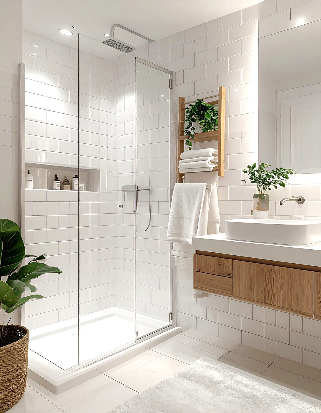 White Subway Tile Bathroom - 30 cream and white bathroom ideas