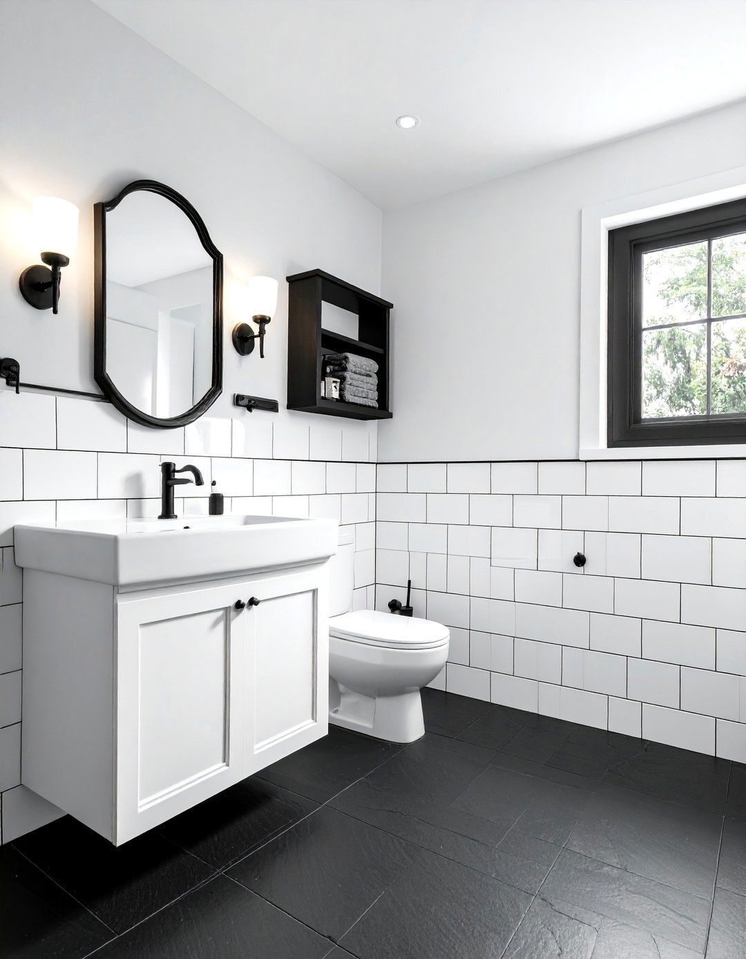 White Subway Tile Black Grout Bathroom - 30 white and black bathroom ideas