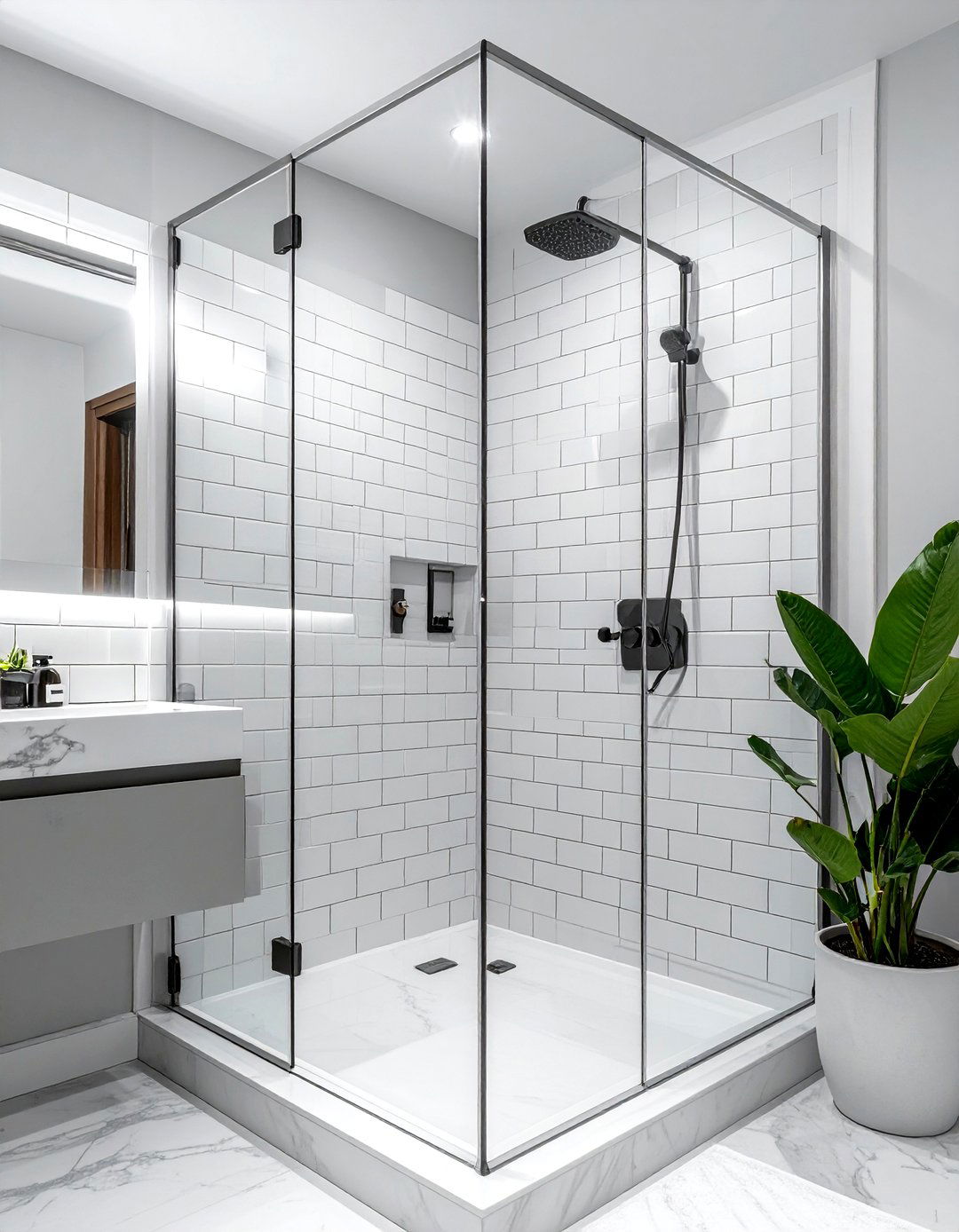 White Subway Tile Glass Door - 30 white subway tile bathroom ideas