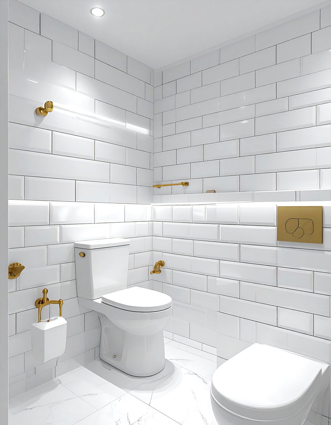 White Subway Tile Gold Hardware - 30 white and gold bathroom ideas