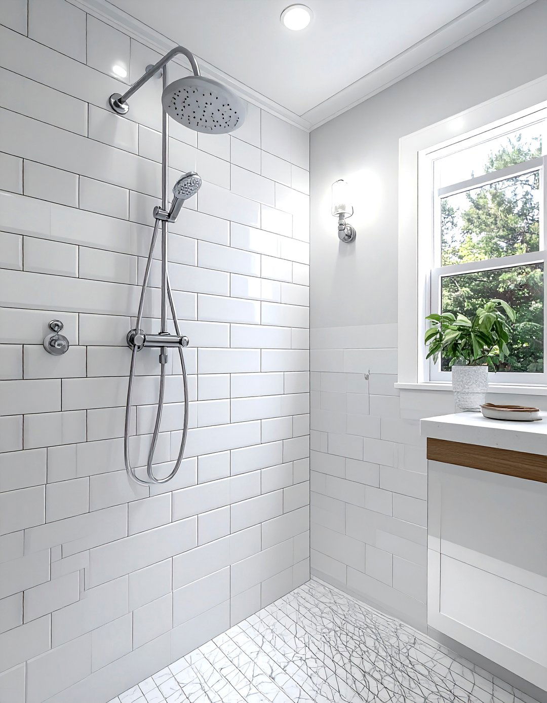 White Subway Tile Polished Nickel - 30 polished nickel bathroom ideas
