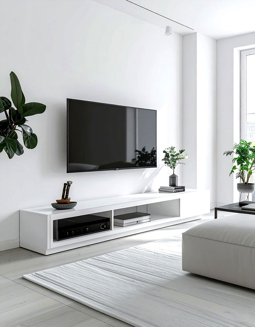 White TV Stand - 30 white living room furniture ideas