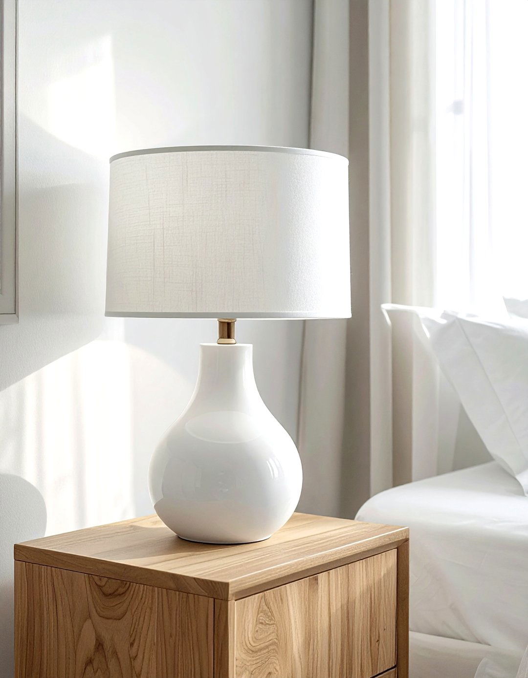 White Table Lamp - 30 white bedroom accessories ideas