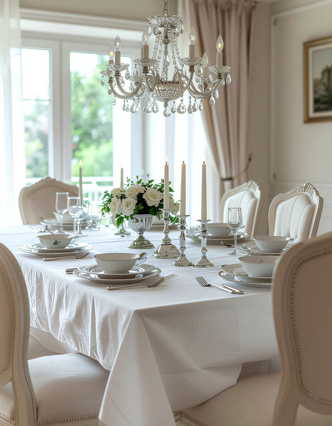 White Tablecloth - 30 dining room timeless element ideas
