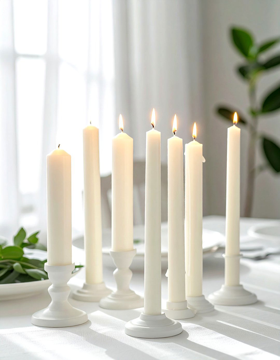 White Taper Candles - 30 white dining room accessories ideas