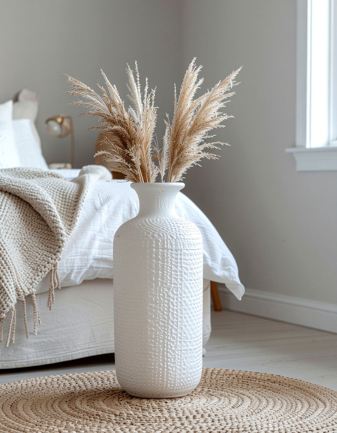 White Textured Floor Vase - 30 floor vase ideas