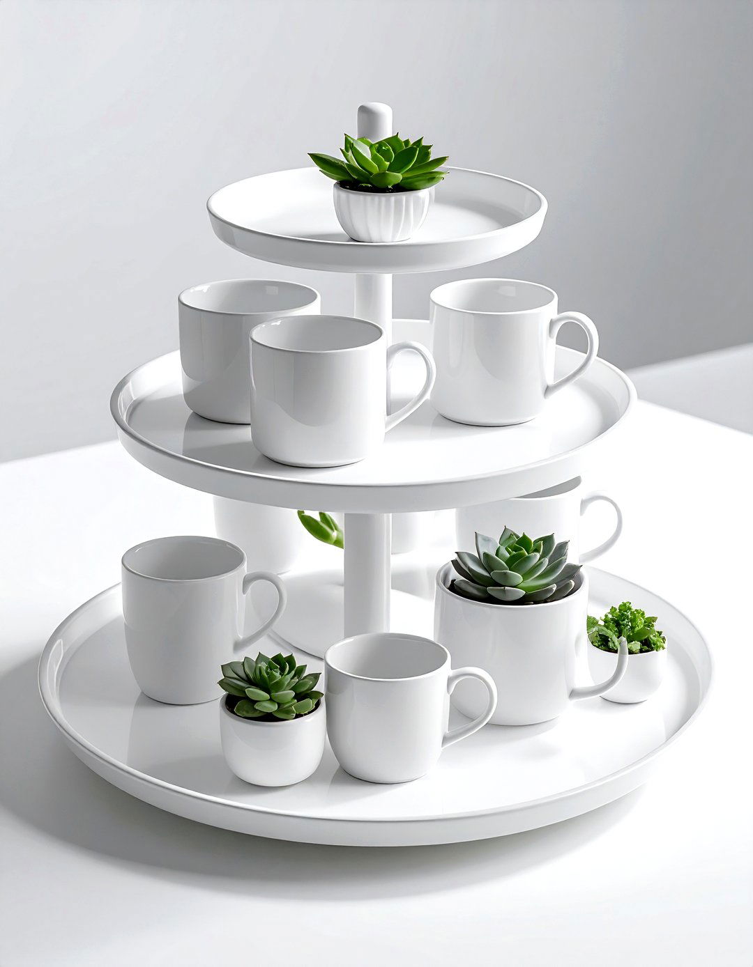 White Tiered Tray - 30 white dining room accessories ideas