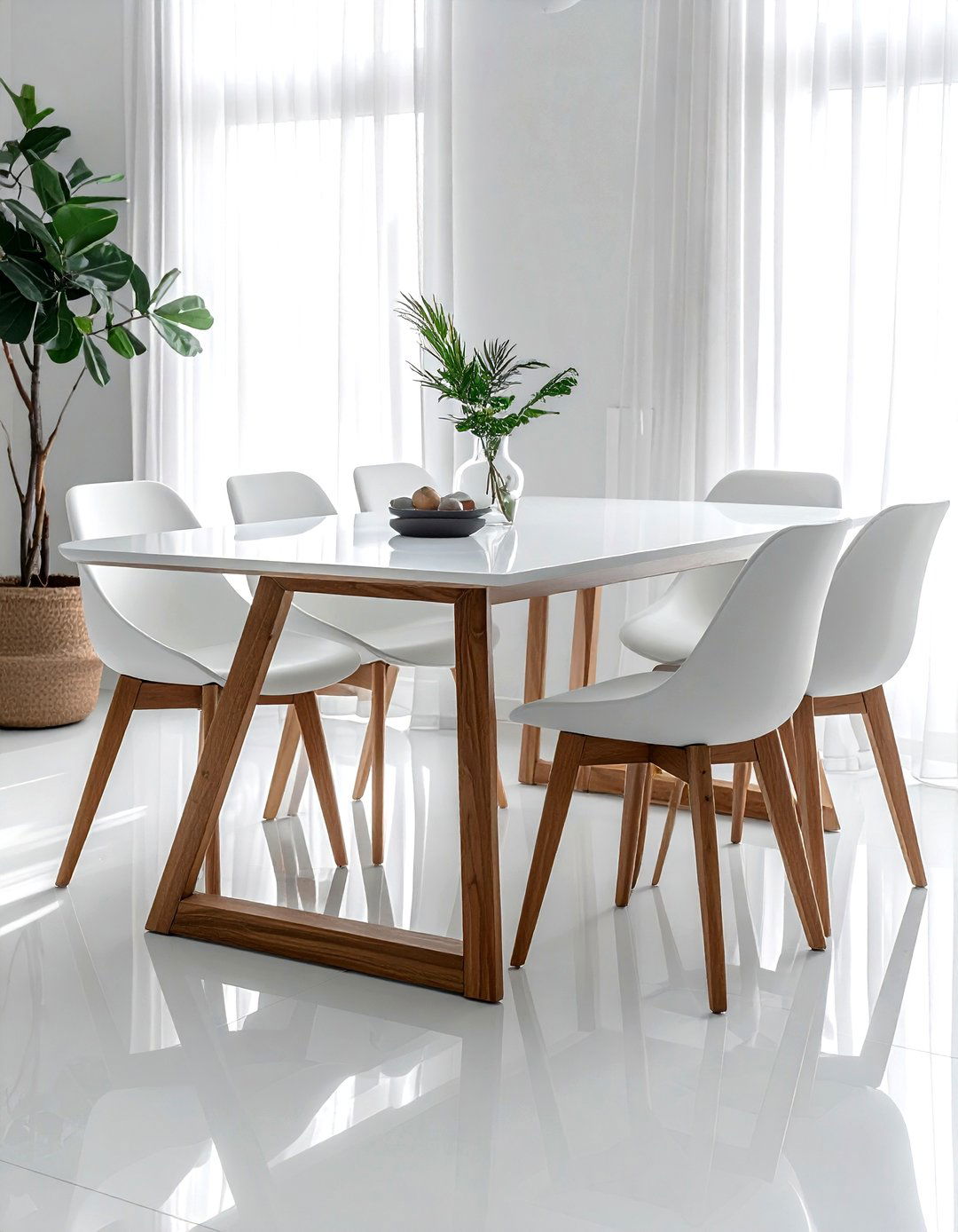 White Trestle Dining Table - 30 white dining room furniture ideas