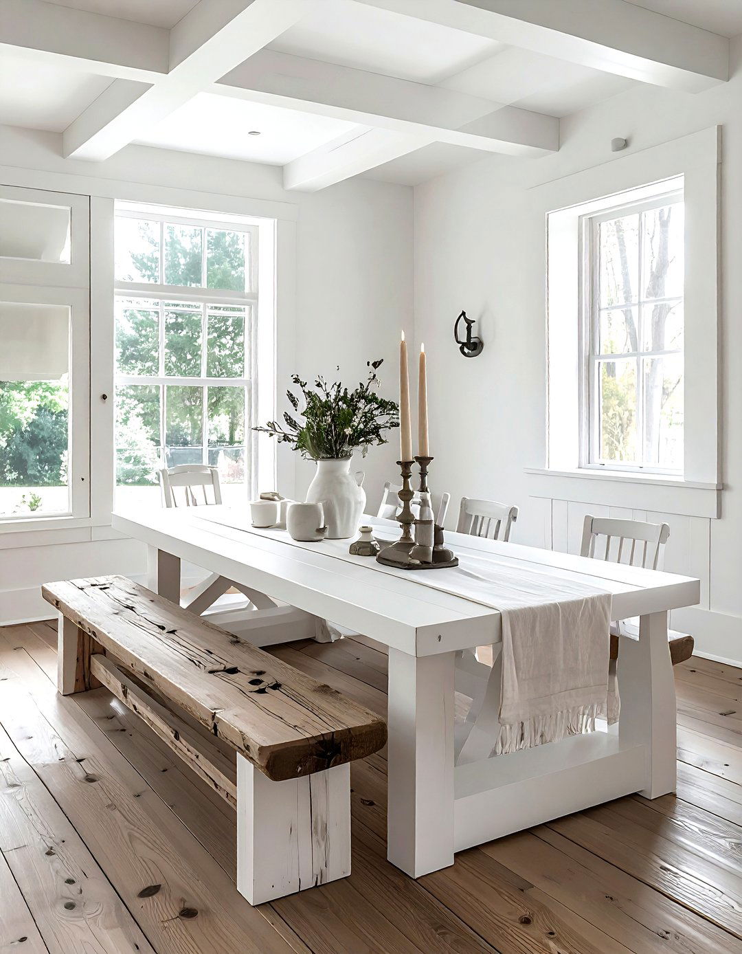 White Trestle Table - 30 white dining table ideas