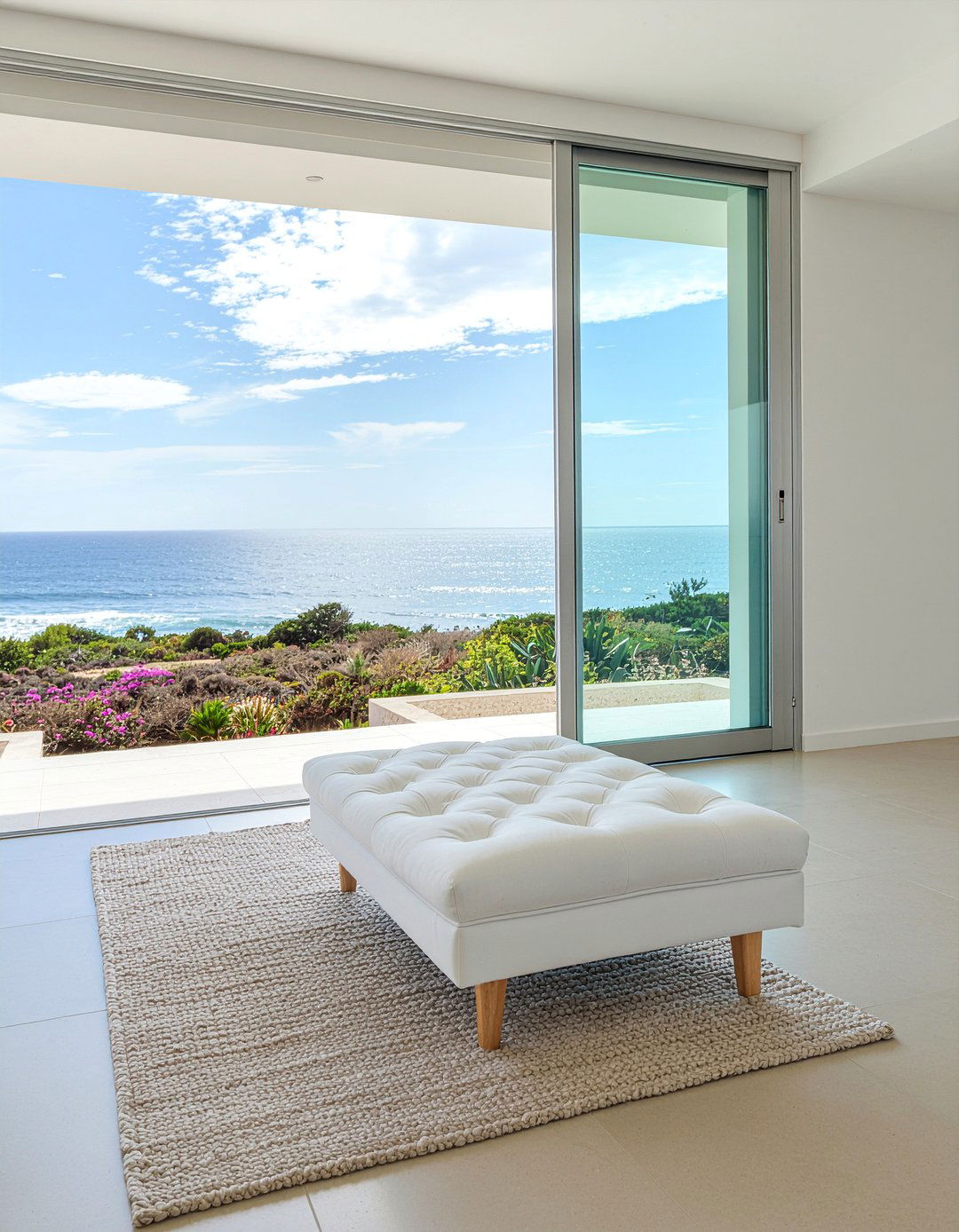 White Tufted Fabric Ottoman - 30 living room tufted ottoman ideas