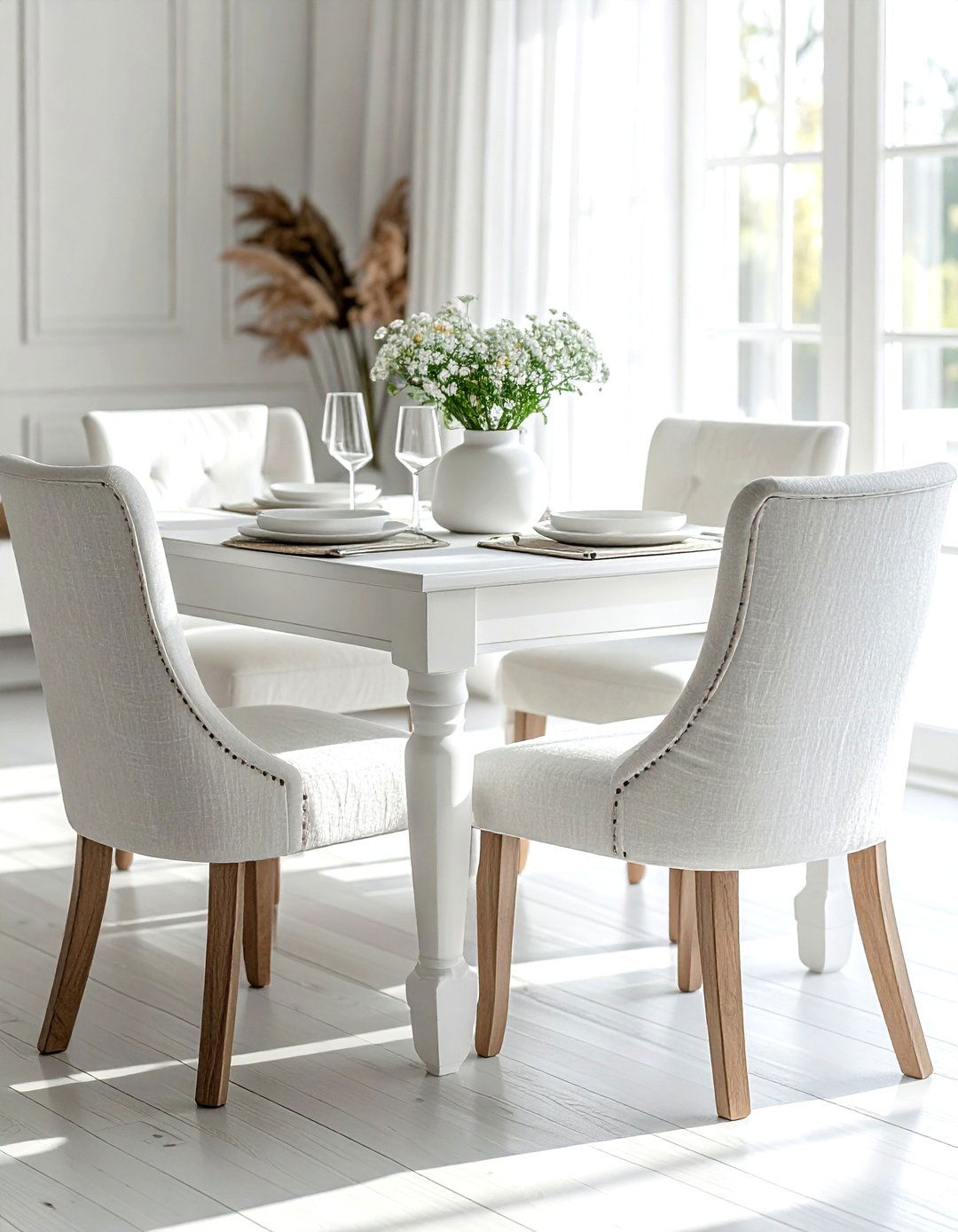 White Upholstered Dining Chairs - 30 white dining room furniture ideas