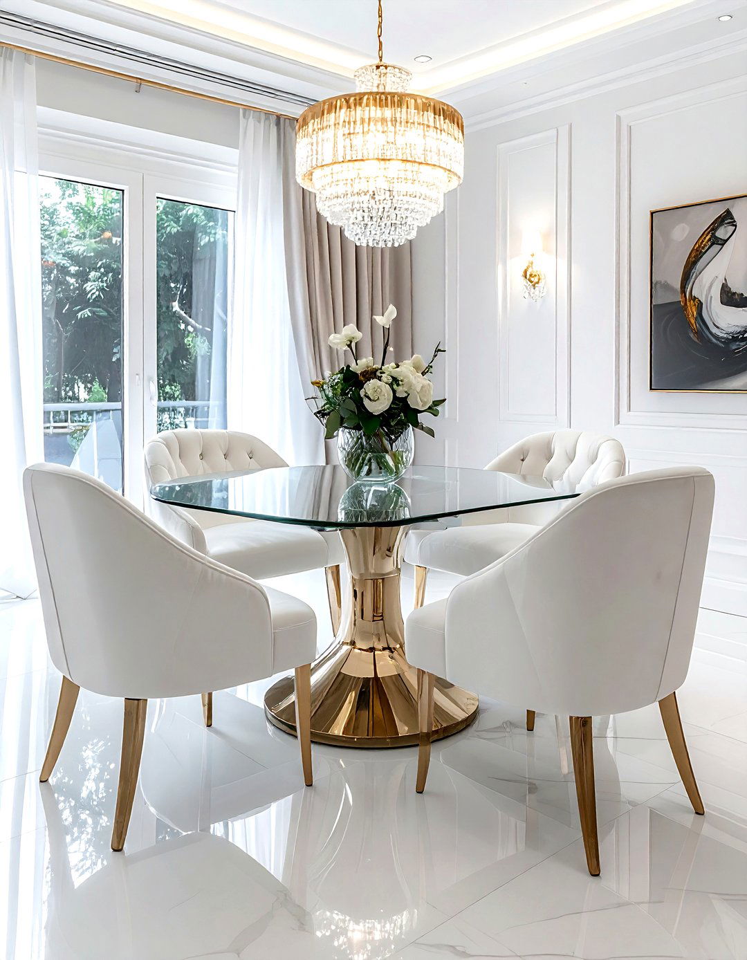 White Velvet Chair Dining Room - 30 white dining room decor ideas