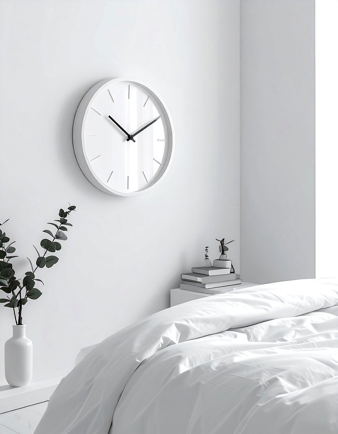 White Wall Clock - 30 white bedroom accessories ideas