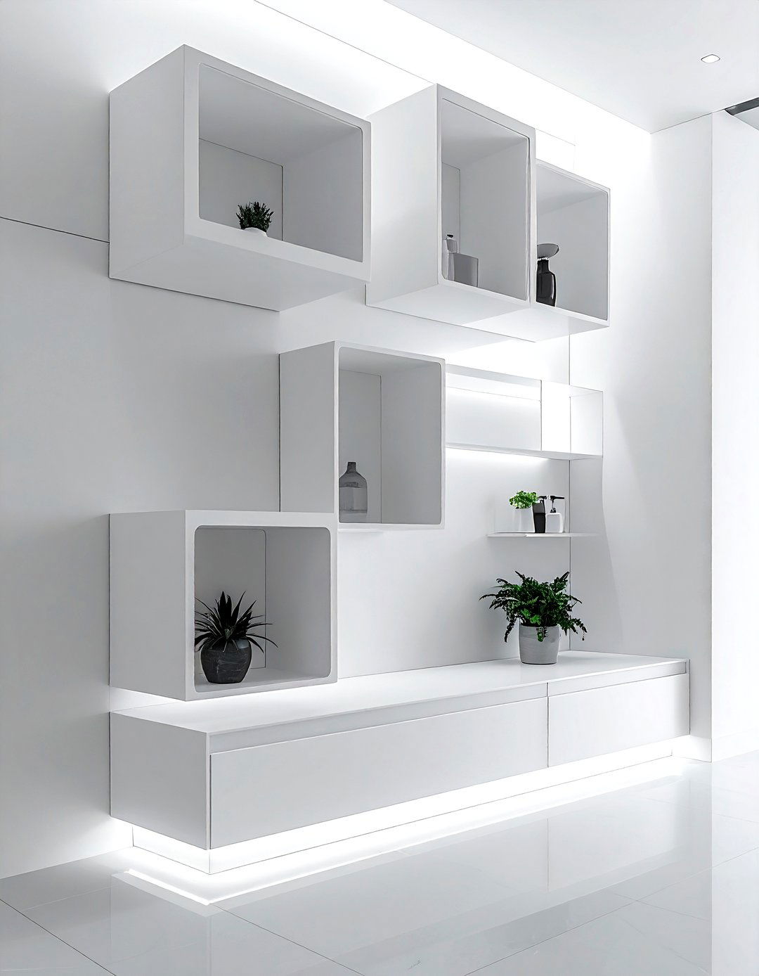 White Wall Mounted Storage - 30 white bathroom furniture ideas