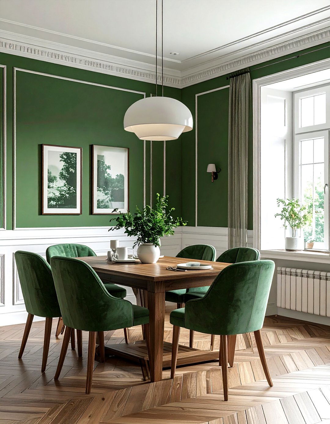 White Wall Paneling - 30 forest green dining room ideas