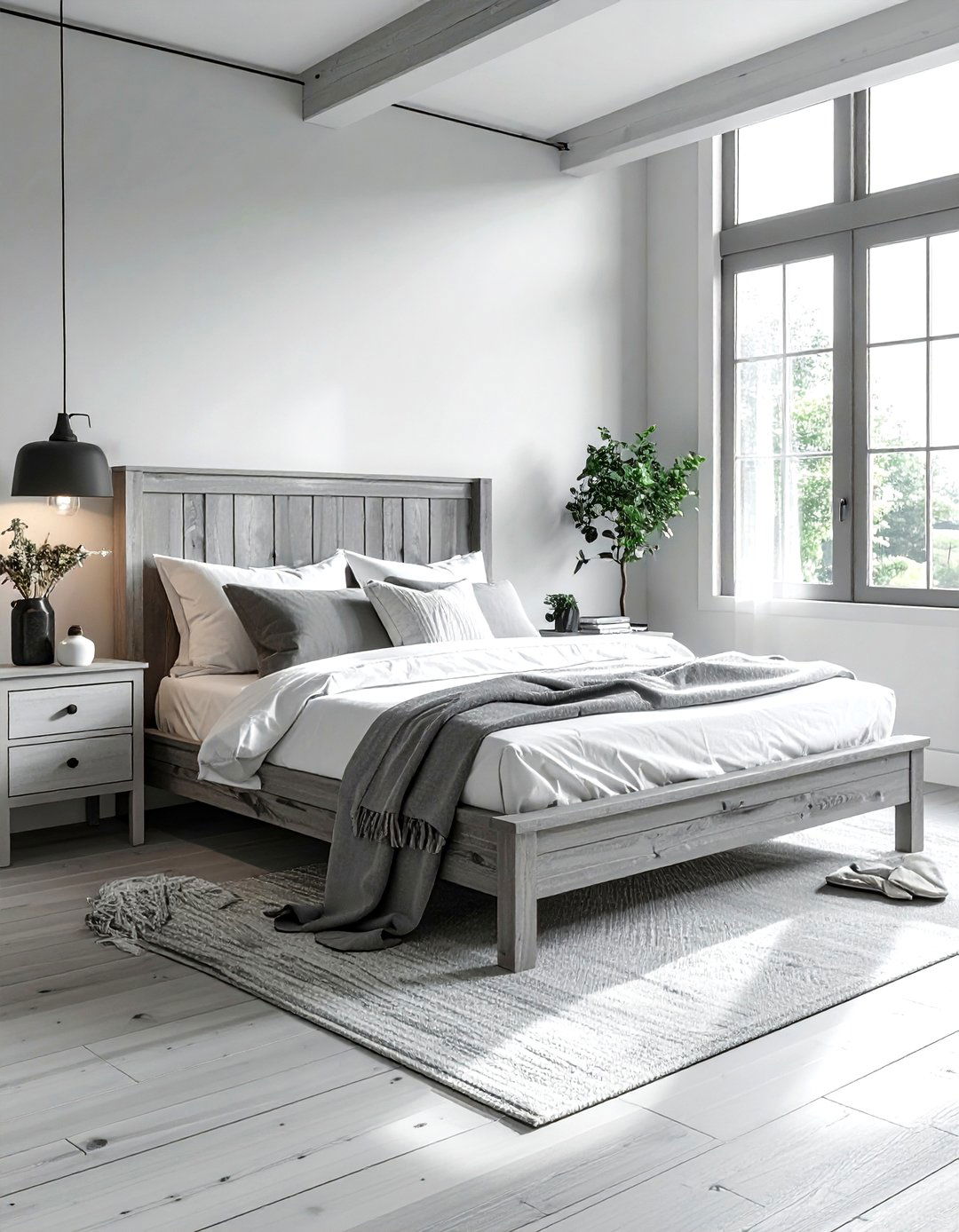 White Washed Grey Wood Design - 30 coastal grey bedroom ideas