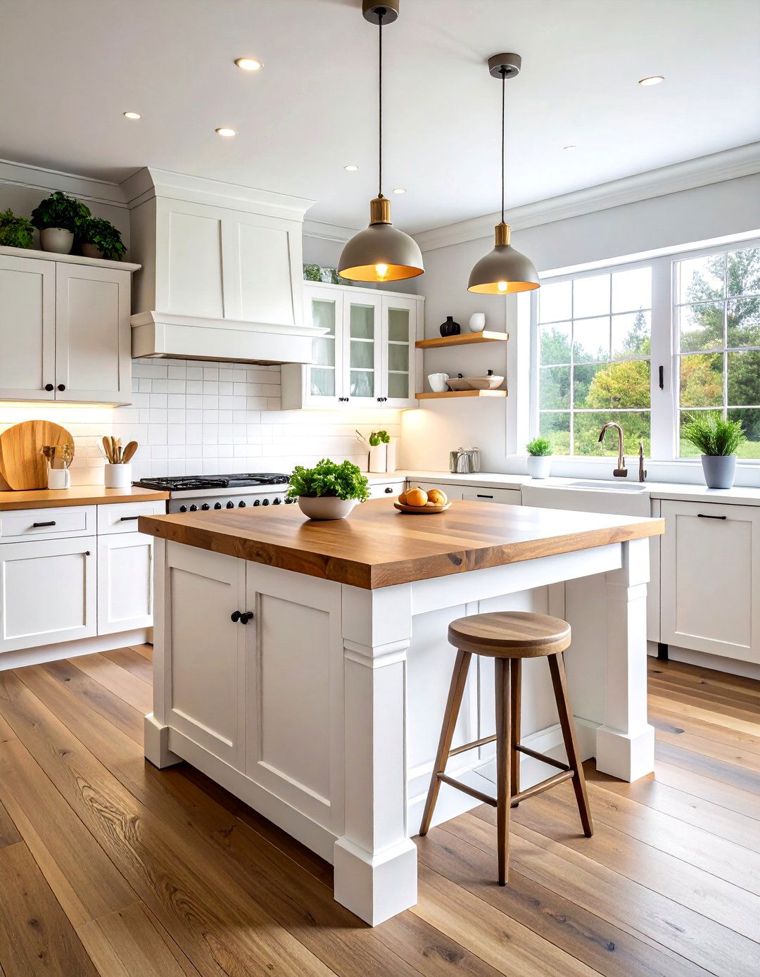 White Wood Island - 30 white kitchen ideas