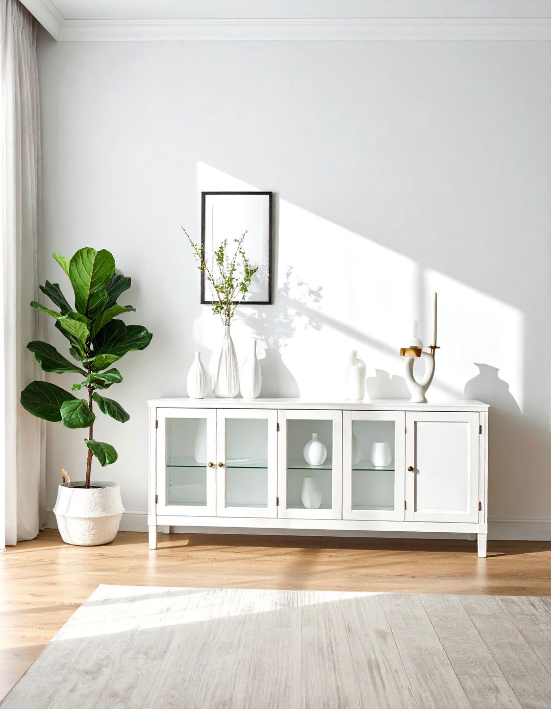 White Wood Media Console - 30 living room white furniture ideas