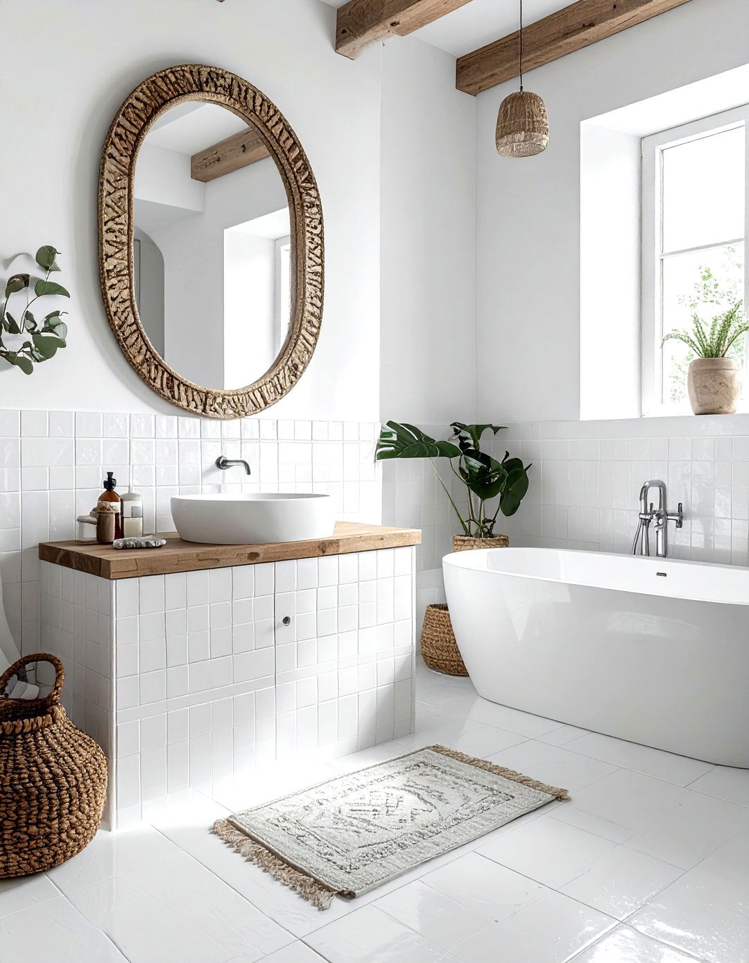 White Zellige Tile Bathroom - 30 white bathroom design ideas