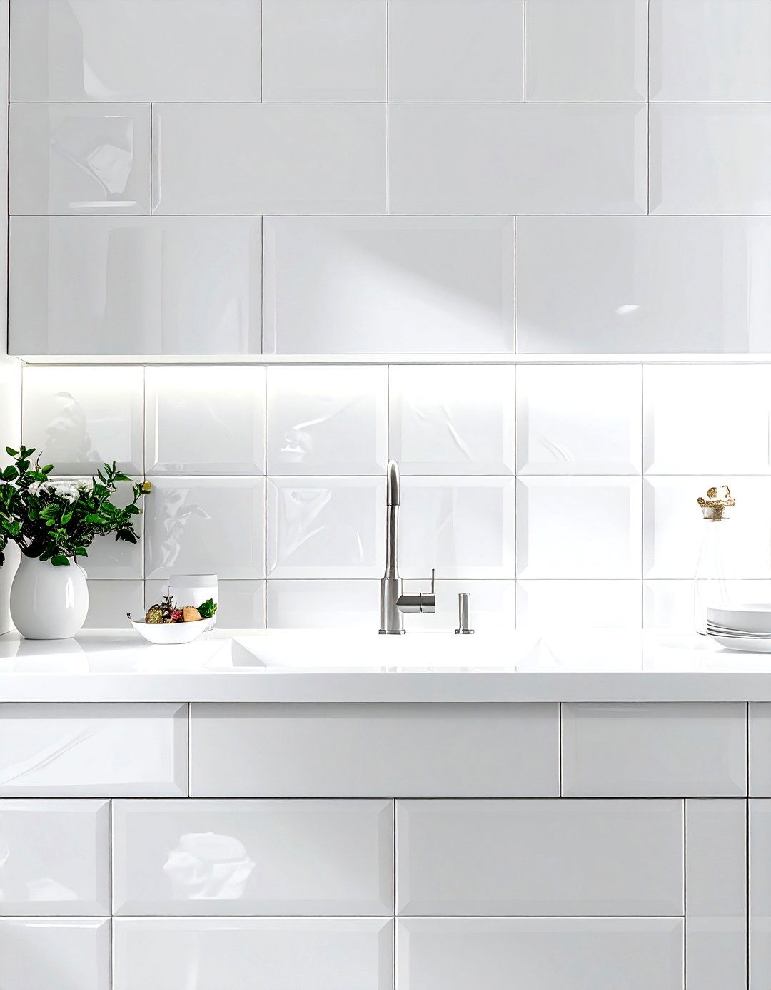 White Zellige Tile - 30 white and white kitchen ideas