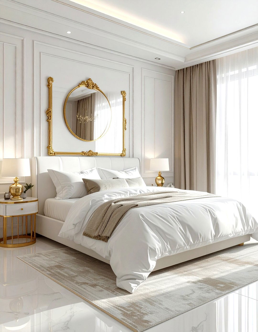 White and gold bedroom - 30 gold bedroom ideas