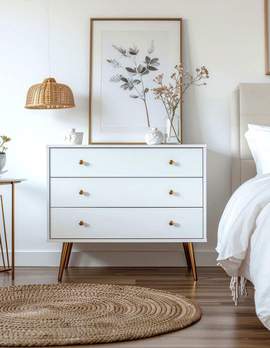 White and gold bedroom furniture - 30 gold accent bedroom ideas