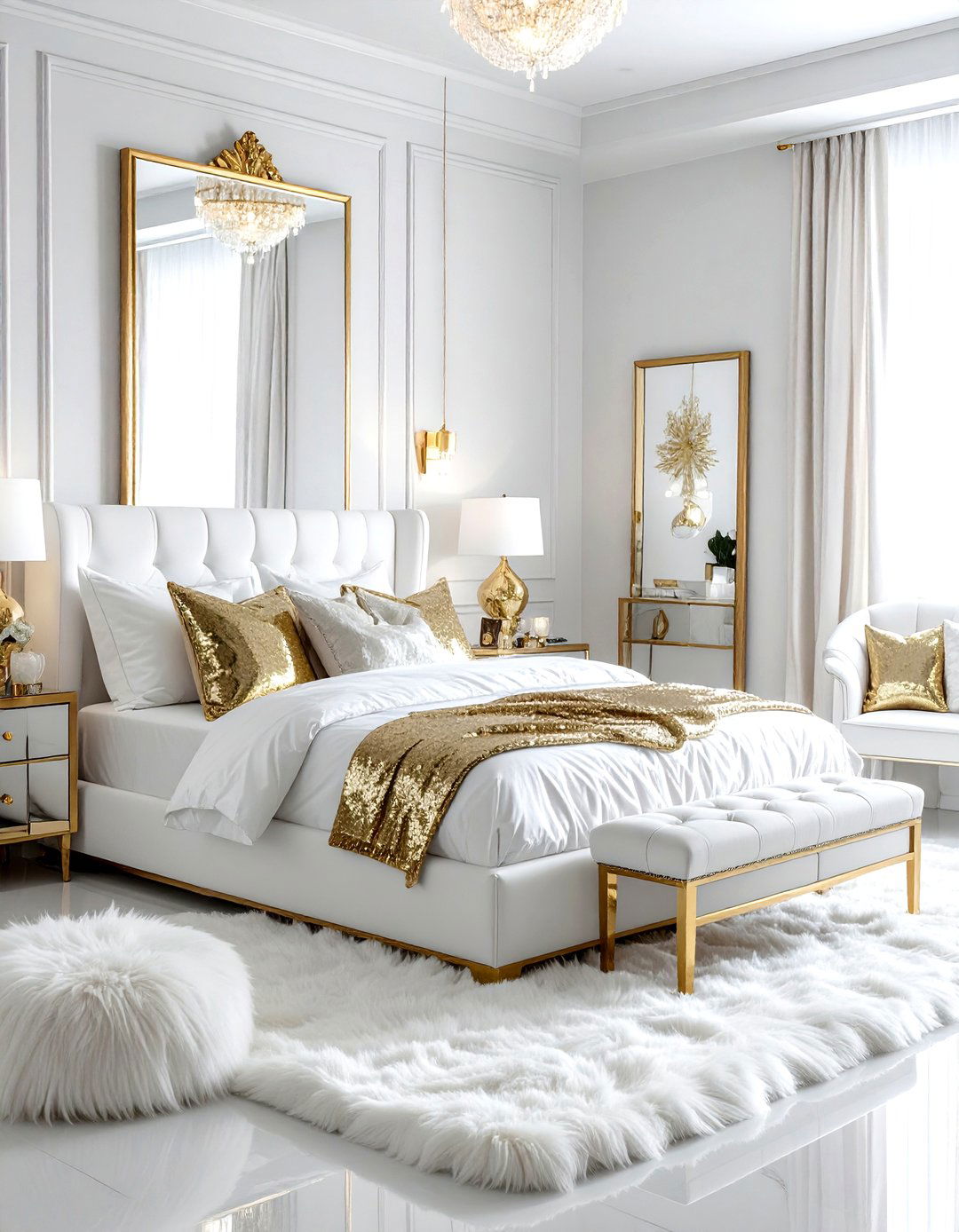 White and gold glam bedroom - 30 gold and white bedroom ideas