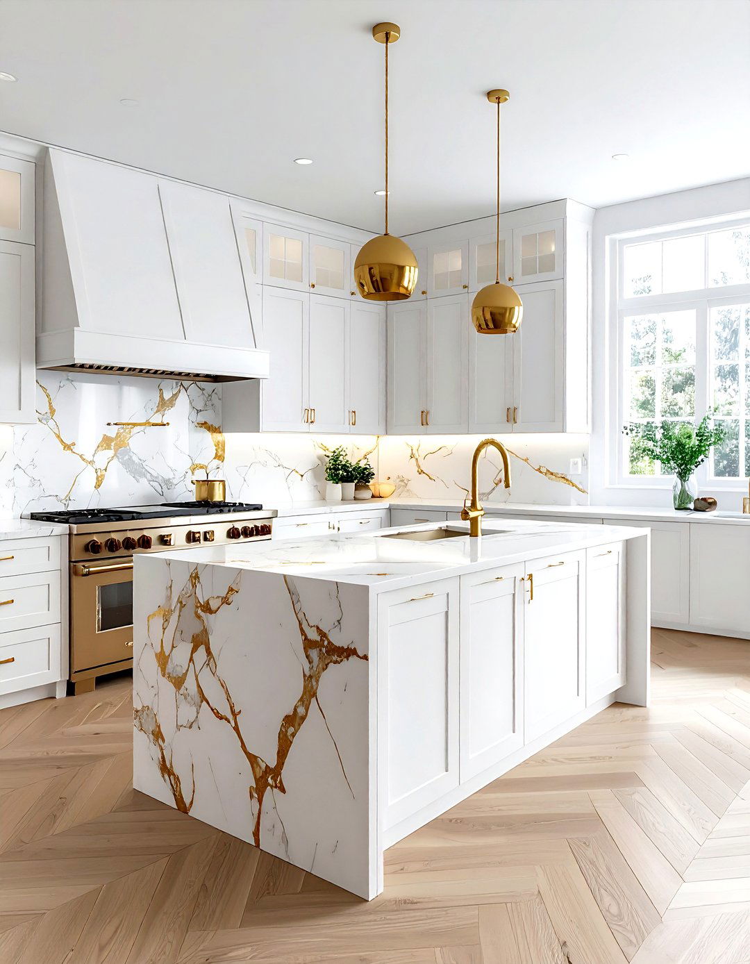 White and gold kitchen - 30 gold kitchen decor ideas